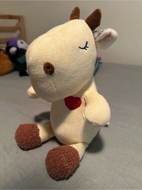 Yellow Giraffe Plush Toy with Red Heart Accent